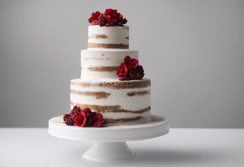 wedding cake, isolated white background. 