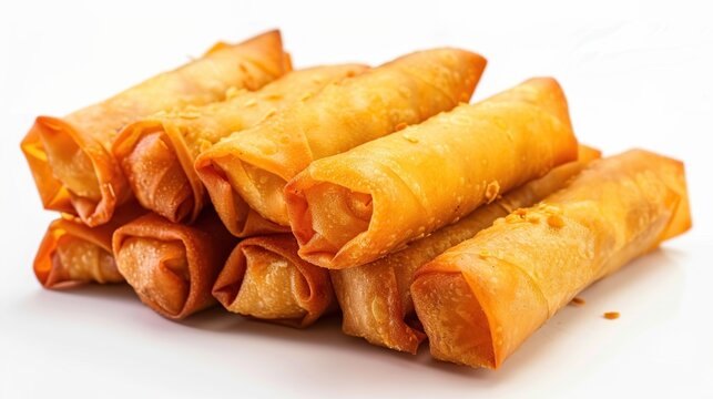 Vietnamese vegeratian egg rolls, cha gio chay on white background. Generative Ai