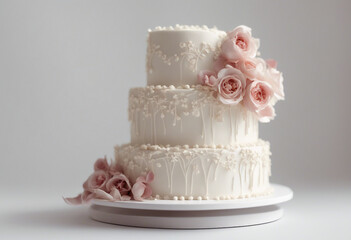 wedding cake, isolated white background. 
