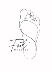 Foot massage silhouette illustration drawing in linear style on white background
