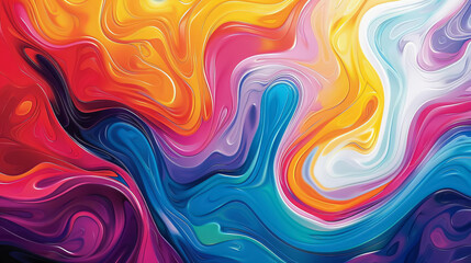 Fototapeta premium A vivid and colorful abstract painting with a mixture of swirling colors and shapes that convey a sense of energy and creativity