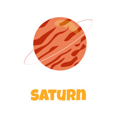 Saturn vector , kids for wallpaper design. Planet wallpaper. cartoon. Doodle vector illustration. White background. 