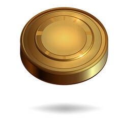 Gold coin in 3D style on a white background