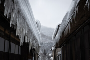 氷柱と雪景色