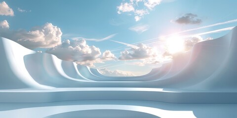 Abstract Sky Minimalist 3D Render White Clouds