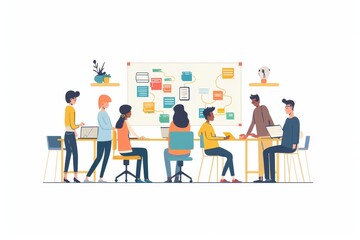 Flat Illustration of Conflict Resolution Session During Sprint

