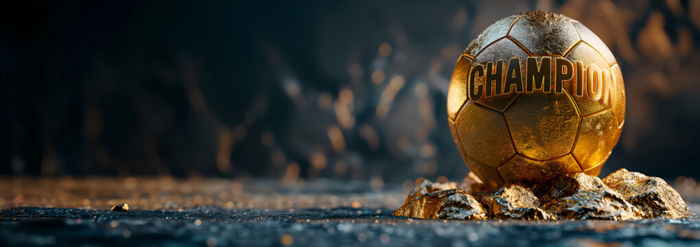 A gold statue representing a symbol of champion of football