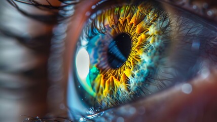They say the eye is the mirror of the soul, let's see if this is true from this macro picture. Beautiful, special close-up of the eye, AI generated image