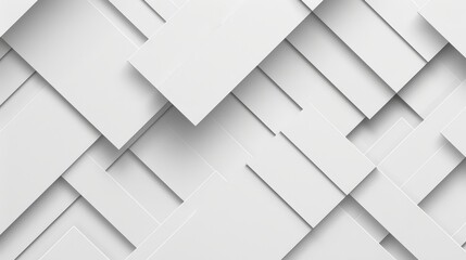 Abstract white geometric background with overlapping rectangles. Modern minimalist design for presentations, posters, or web elements.
