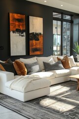 Modern Living Room Interior Design with Sunlight
