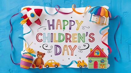 Playful Wishes: Happy Children's Day Illustration	
