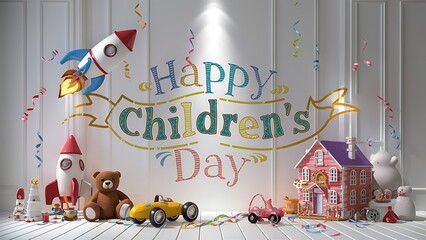 Playful Wishes: Happy Children's Day Illustration	
