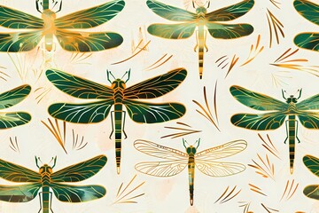 Seamless dragonfly scrapbook pattern 