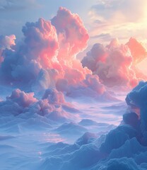 Pink clouds over the ocean
