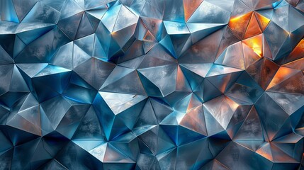 Geometric Style, A futuristic backdrop with geometric blue ice textures and a network of gray lines, enhanced by colorful accents to depict the interconnectedness of digital communication. Various