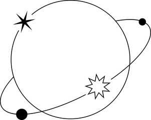 Black ouline vector frame with stars and dots. Decorative lineal border 