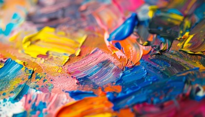 Fototapeta premium Exploring the Vibrant World of Art: Abstract Colorful Paintings in Studio