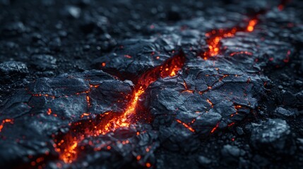 Captivating Top-Down Perspective of Flowing Molten Lava