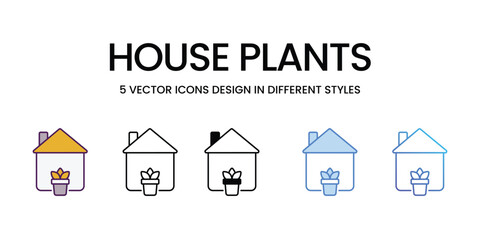 House Plants icons vector set stock illustration.