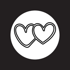 Heart icon vector. Love logo design. Heart vector icon illustration in circle isolated on black background