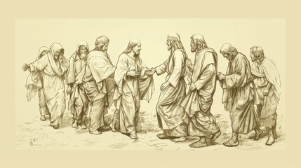 Biblical Illustration of Jesus Healing the Ten Lepers, Ideal for article