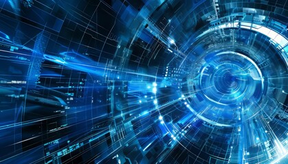 Fototapeta premium Global Business Innovation: Abstract Blue Tech Background