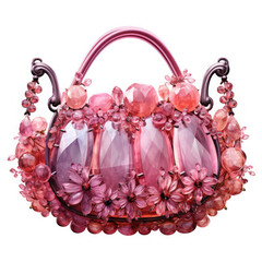 Watercolor Artistic Pink Beaded Bag Illustration, Generative Ai