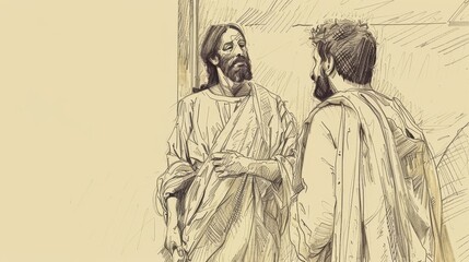 Biblical Illustration of Jesus' Visit to Simon the Leper's Home, Ideal for article