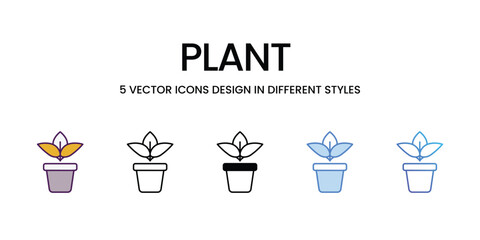 Plant icons vector set stock illustration.