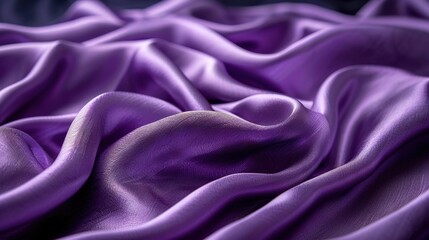   A zoom-in image of a purple cloth featuring lengthy creases on both sides against a dark backdrop