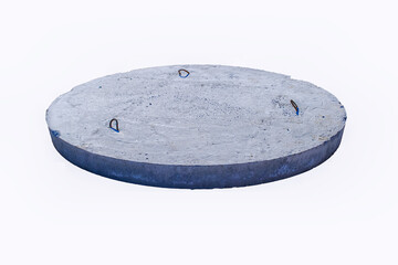 Supporting reinforced concrete round slab for the bottom of wells, isolate on a white background.