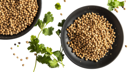 A couple of black plates are filled with delicious and appetizing food, ready to be enjoyed by diners