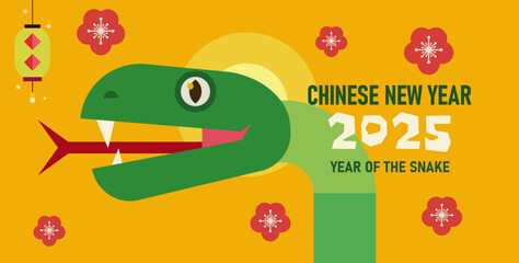 Chinese new year snake with lucky, Zodiac snake, Happy Chinese New Year of the Snake 2025, Lunar New Year greeting card.