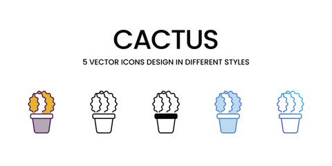 Cactus icons vector set stock illustration.