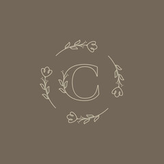 letter c flower circle minimalist logo design graphic vector