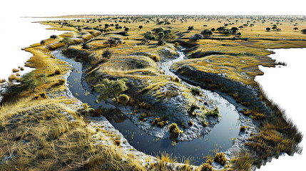 Modern nature reserve national park background wallpaper, backdrop, texture, Maasai Mara, Kenya, isolated. LIDAR model, elevation scan, topography map, 3D render, template, aerial, drone, detailed