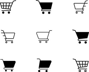 Shopping Cart Icon Vector. Shopping cart illustration for web, mobile apps. Shopping cart trolley icon vector isolated on white background