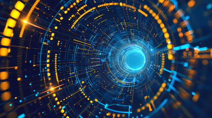 Fototapeta premium Futuristic hud interface circles yellow and blue vector image
