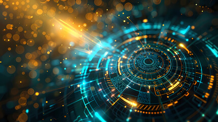 Obraz premium Futuristic hud interface circles yellow and blue vector image
