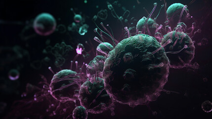 Viruses and bacteria background generative AI