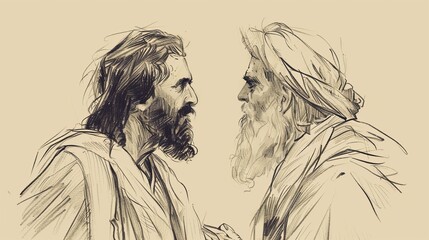Jesus' Encounter with Saul on the Road to Damascus, Biblical Illustration of Transformation, Perfect for Religious Stock Photos