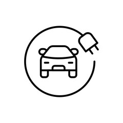Electric car outline icons, minimalist vector illustration ,simple transparent graphic element .Isolated on white background