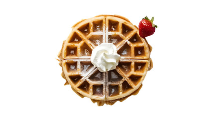 PNG Image, Food Image, Tasty Belgian Waffle Isolated on A white Background, Waffle on white backgroun