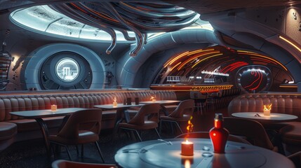 Fototapeta premium Gagh, Klingonstyle live worms, scifi themed restaurant, futuristic setting
