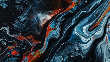 Obraz premium Fluid Dynamics: The Abstract Flow of Liquid Paints in Mix--AR 7:4