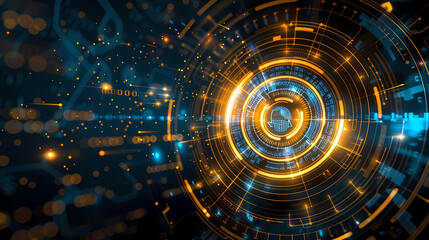 Fototapeta premium Futuristic hud interface circles yellow and blue vector image