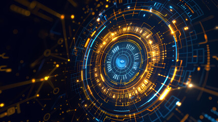 Fototapeta premium Futuristic hud interface circles yellow and blue vector image