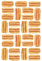 Crispy Bacon Snack Illustration Grid Pattern On White Background