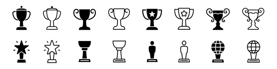 Cup icon. Prize vector set. Champion sign isolated on white background. Winner symbol.