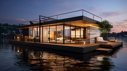 A photo of Modern Houseboats with Sleek